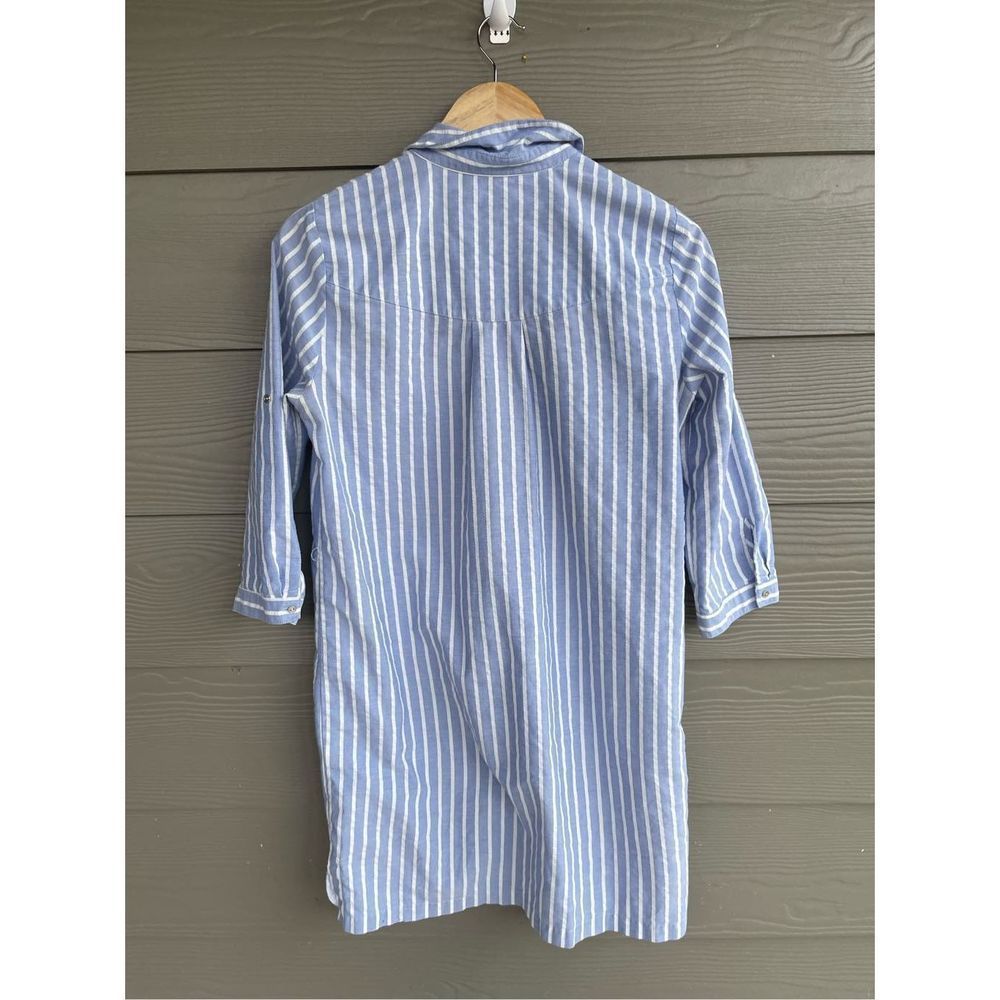 Zara white and blue pinstriped shirt dress - Picture 5 of 5